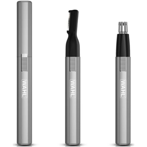 Wahl Lithium Nose and Ear Hair Trimmer with Two Interchangeable Heads - Silver
