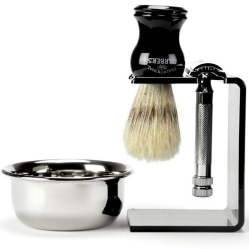 Wahl Traditional Barbers 4 Piece Shave Set With Boar Bristle Brush, Safety Razor