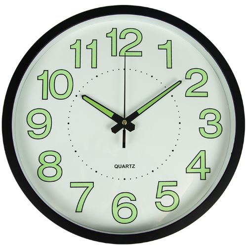 Wall Clock Non Ticking Glow In The Dark Battery Operated Night Light For Bedroom