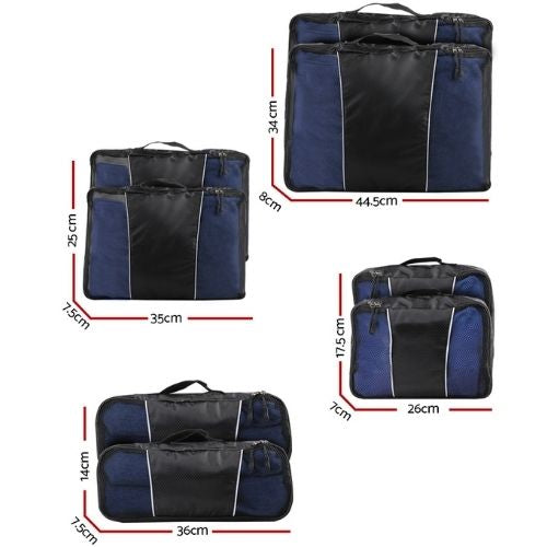 Wanderlite Luggage Organiser 8 Pcs Waterproof Travel Bags Packing Cubes Bag Sets