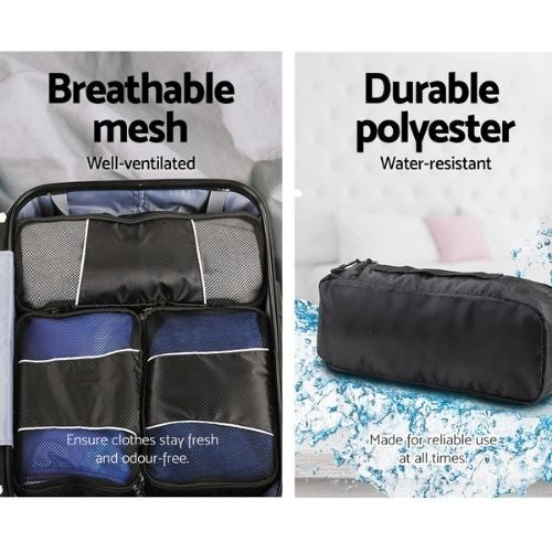 Wanderlite Luggage Organiser 8 Pcs Waterproof Travel Bags Packing Cubes Bag Sets