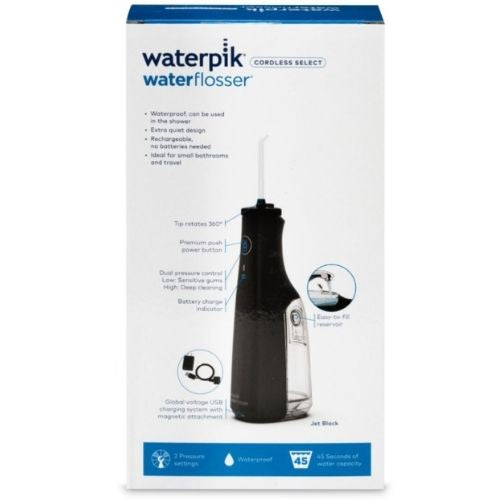 Waterpik Cordless Water Flosser Rechargeable Portable Oral Irrigator - Black