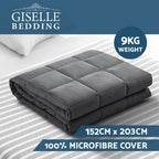 Weighted Blanket Adult 9KG Heavy Gravity Blanket with Microfibre Cover Dark Grey
