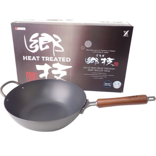 Yoshikawa Wok Frying Pan Fine Iron Heat Treated Frypan Deep Skillet 30cm