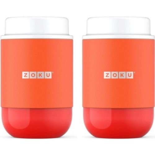 Zoku Neat Stack Vacuum Insulated Food Jar Stainless Steel 475ml, 2 Pack - Orange