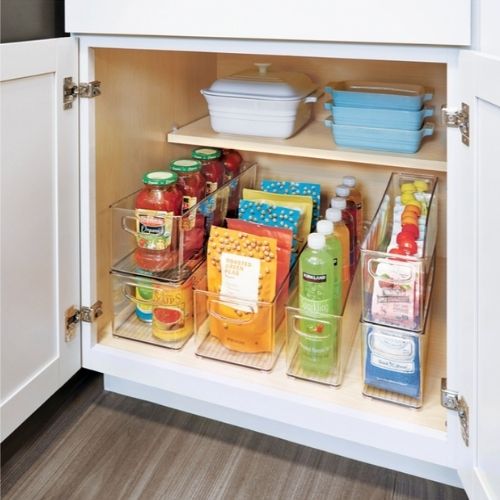 iDesign 6 Piece Kitchen Shelf Bin Storage Stackable Basket Box Pantry Organizer