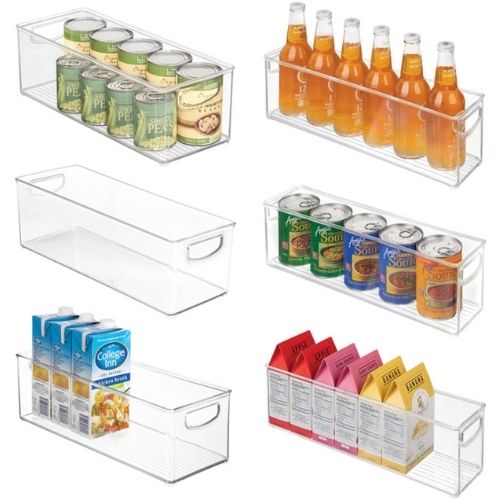 iDesign 6 Piece Kitchen Shelf Bin Storage Stackable Basket Box Pantry Organizer