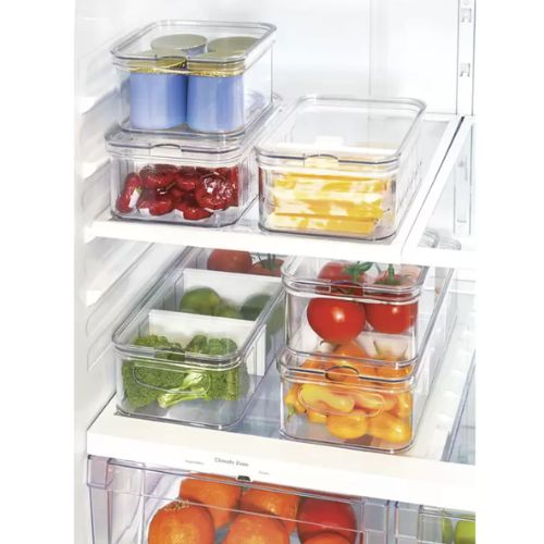 iDesign Crisp Fridge Bins 6 Piece Set Vegetable Fruit Containers Stackable Bin