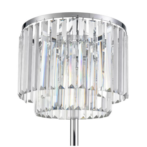 Bridgeport Designs Dual Level Clear Hanging Crystal Table Lamp