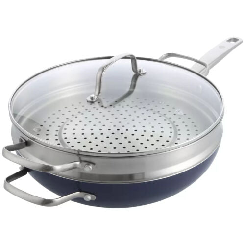 Blue Diamond Wok With Steamer and Lid 30cm