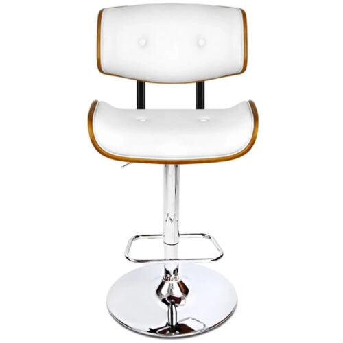 Artiss White Gaslift Swivel Barstool with Wooden Seat