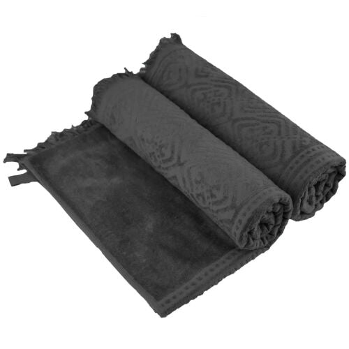 Ramesses Jacquard Velour Cotton Bath Towel Charcoal 2 Pack