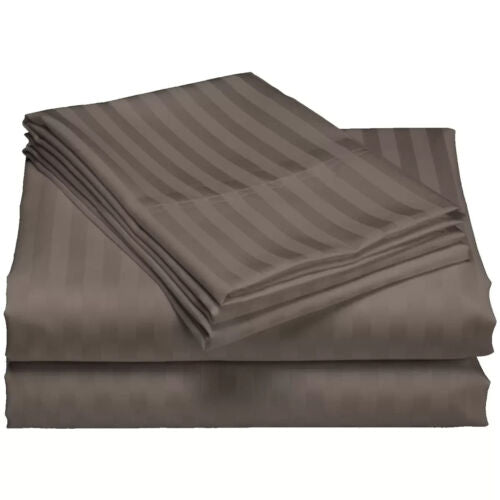 Royal Comfort 1200 TC Damask Stripe Cotton Blend Quilt Cover King Set Pebble