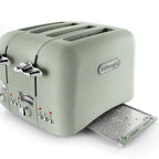 De'Longhi Argento Flora 4 Slice Toaster Filter Peppermint Green