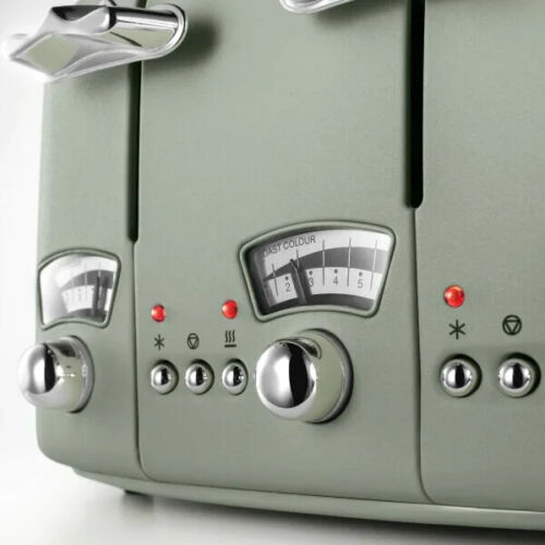 De'Longhi Argento Flora 4 Slice Toaster Filter Peppermint Green