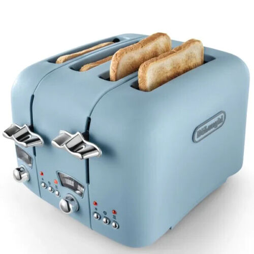 DeLonghi Argento Flora 4 Slice Toaster Agave Blue