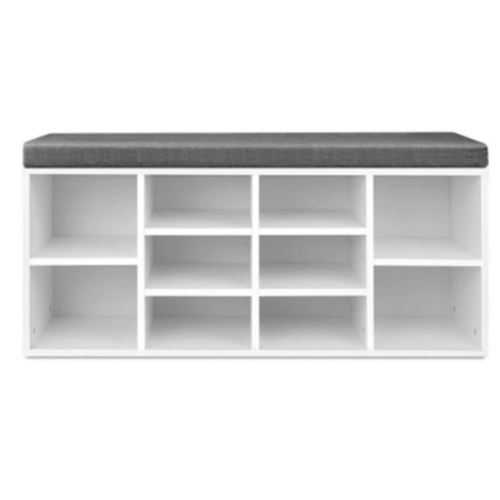 Artiss Fabric Shoe Bench with Storage Cubes - White