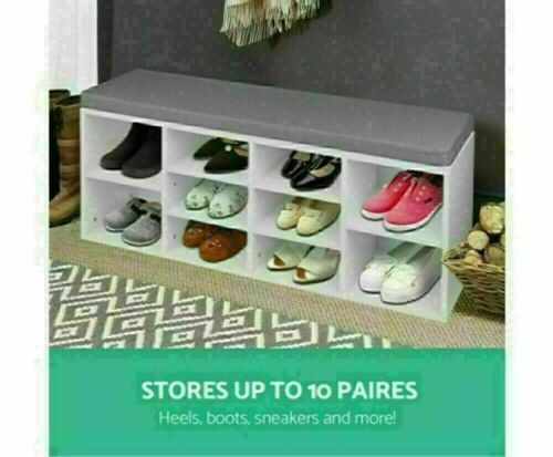 Artiss Fabric Shoe Bench with Storage Cubes - White