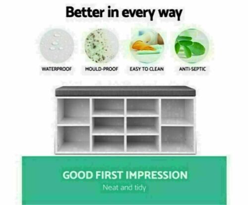 Artiss Fabric Shoe Bench with Storage Cubes - White