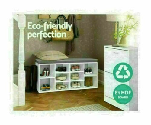 Artiss Fabric Shoe Bench with Storage Cubes - White