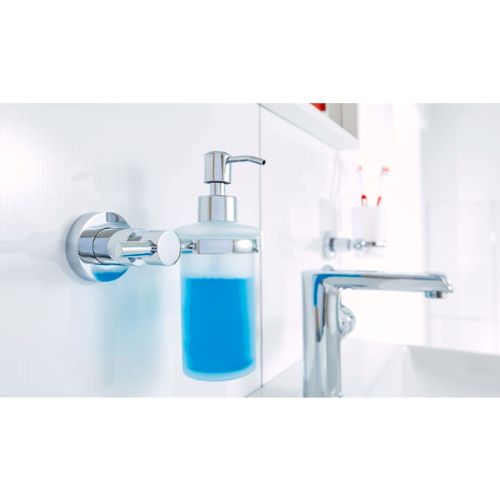 tesa Bathroom Soap Dispenser No Drill Wall Mounted Chrome Plated Metal