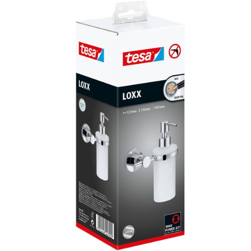 tesa Bathroom Soap Dispenser No Drill Wall Mounted Chrome Plated Metal